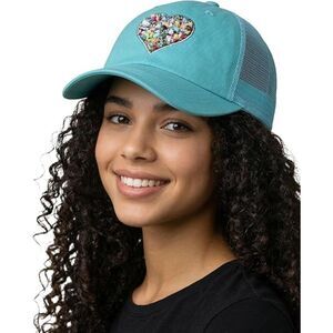 Women's Mint Mixed Stone Heart Adjustable Fit Classic Comfortable Baseball Cap
